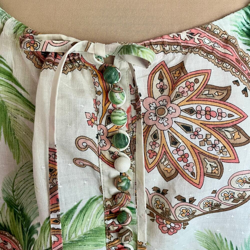 Tommy Bahama 100% Rami Paisley Popover Top LARGE Summer Casual Work Wear - Picture 4 of 11